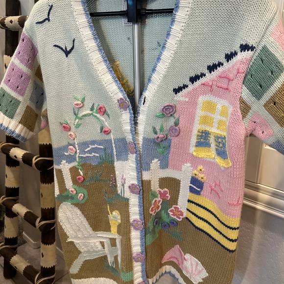 Vintage Artistic Multicolor Women's Cardigan. What a Masterpiece - Picture 2 of 16